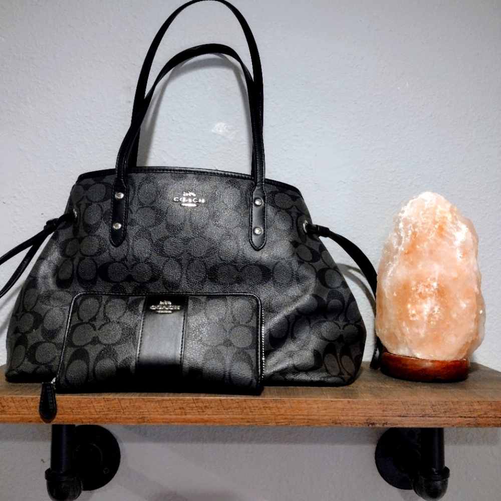 Coach Signature canvas black smoke shoulder bag